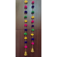 Woollen Pom Pom Door, Wall Hanging Torans Handmade Strings (Set 1 or 3)