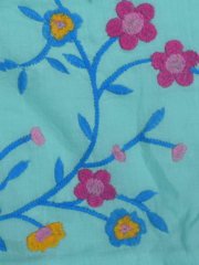Turquoise Blue Embroidered Dress For Girls