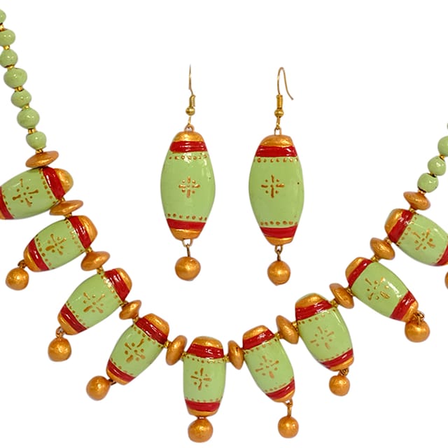 Green And Pink Terracotta Choker Set