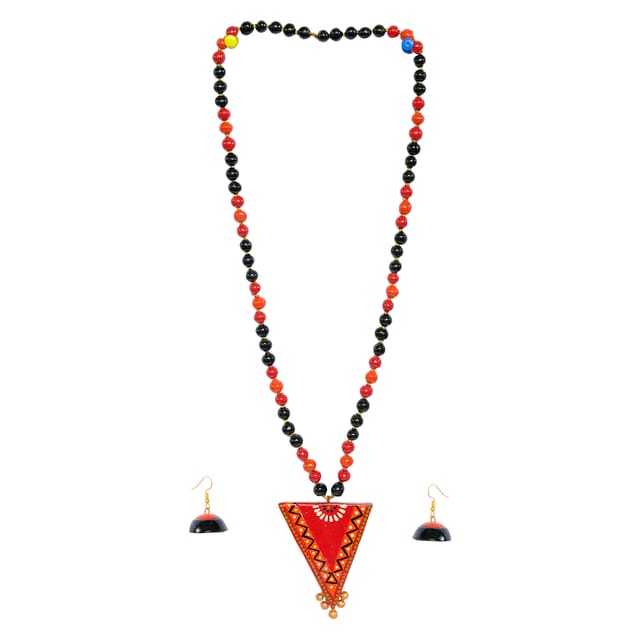 Red and Black Terracotta Necklace set