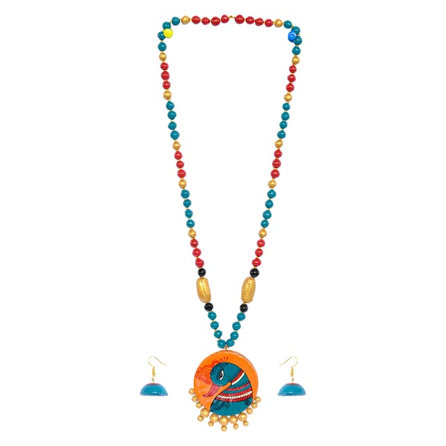 Peacock Designed Terracotta Necklace