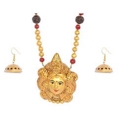 Golden Idol Shaped Necklace set