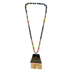 MULTICOURED LONG NECKLACE SET WITH GOLDEN TOUCH