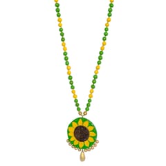 SUNFLOWER PAINTED LONG NECKLACE SET