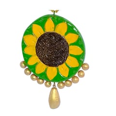 SUNFLOWER PAINTED LONG NECKLACE SET