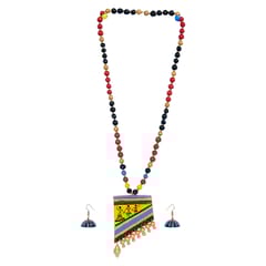 MULTI COLOURED WORLI DESIGN NECKLACE WITH JHUMKA