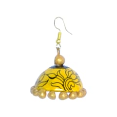 YELLOW WOMEN TERRACOTA NECKLACE SET WITH FLORAL JHUMKA