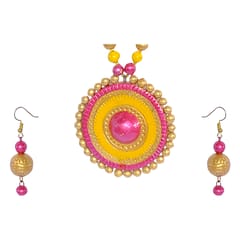 PINK AND GOLDEN RUDRAKSHA BEADS NECKLACE SET