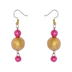PINK AND GOLDEN RUDRAKSHA BEADS NECKLACE SET