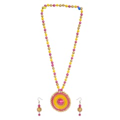 PINK AND GOLDEN RUDRAKSHA BEADS NECKLACE SET