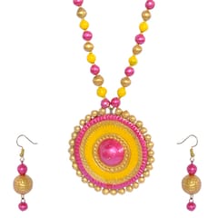 PINK AND GOLDEN RUDRAKSHA BEADS NECKLACE SET