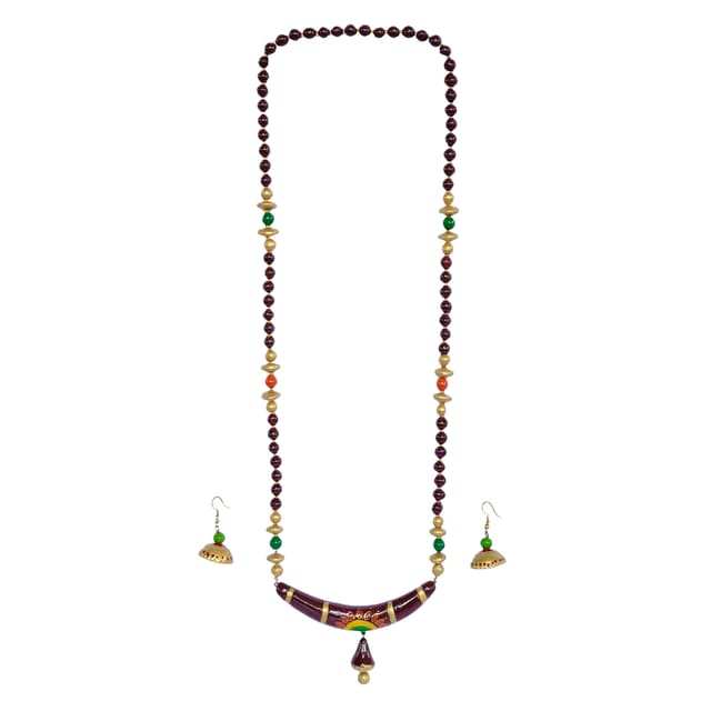 SIMPLE TERRACOTTA LONG NECKLACE SET