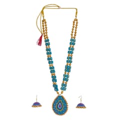 BLUE AND PURPLE HEAVY NECKLACE SET