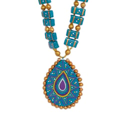 BLUE AND PURPLE HEAVY NECKLACE SET