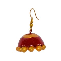 Maroon And Golden Necklace Set With Jhumka