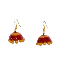 Maroon And Golden Necklace Set With Jhumka