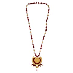 Maroon And Golden Necklace Set With Jhumka