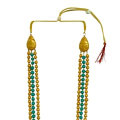 3 layered beads golden and sea green necklace set