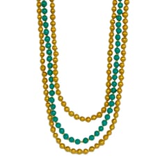 3 layered beads golden and sea green necklace set