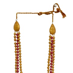 Red And Golden Three Layered Beads Necklace Set