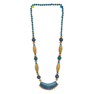 BLUE AND GOLDEN NECKLACE SET