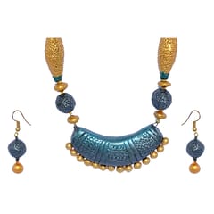 BLUE AND GOLDEN NECKLACE SET