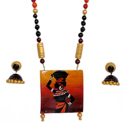 Women Illusion Necklace Set With Jhumka