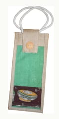 Green Jute Water Bottle Bag JL33