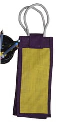 Yellow Jute Water Bottle Bag  With Kalamkari JL31