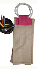 Pink Jute Water Bottle Bag JL34