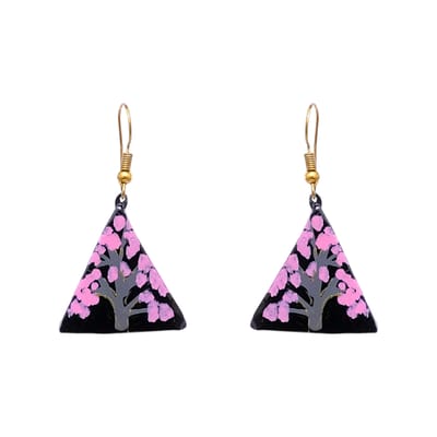 Pink and Black Terracotta Earrings