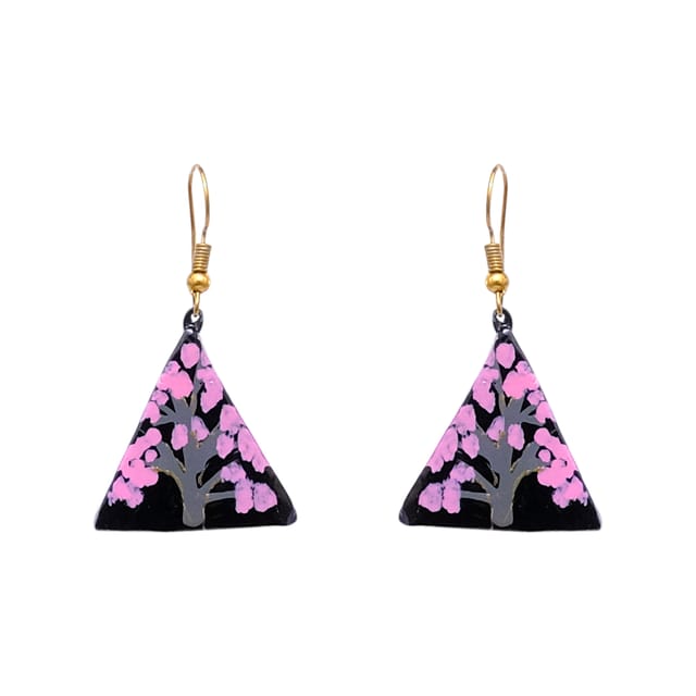 Pink and Black Terracotta Earrings