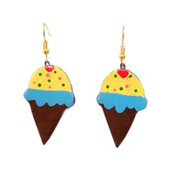 Brown-Yellow Ice-cream Shaped Earrings