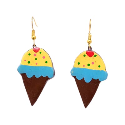 Brown-Yellow Ice-cream Shaped Earrings