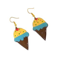 Brown-Yellow Ice-cream Shaped Earrings