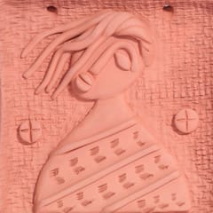 Tisser Artisans Terracotta hand painted decorative Women Face Wall Hanging Tiles