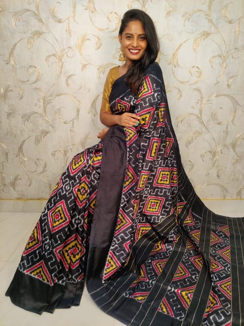 Pochampally Silk Saree |Pochampally Silk Saree |Black Colour