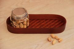 Kadam Haat Handmade Bamboo Oval Serving Tray, Snacks Plate, Tea/Drink Platter | Sturdy and Eco Friendly (25cm x 9cm x 3.5cm,)