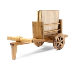 Tisser Artisans Square Bamboo Bullock Cart With Multi DesignTea Coaster