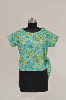 Casual Regular Printed Girl Green Top