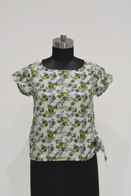 Casual Floral Printed Girl Creem Top