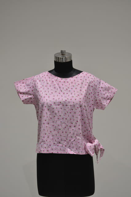 Casual Regular Sleeve Floral Printed Girl Pink Top