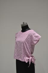 Casual Regular Sleeve Floral Printed Girl Pink Top