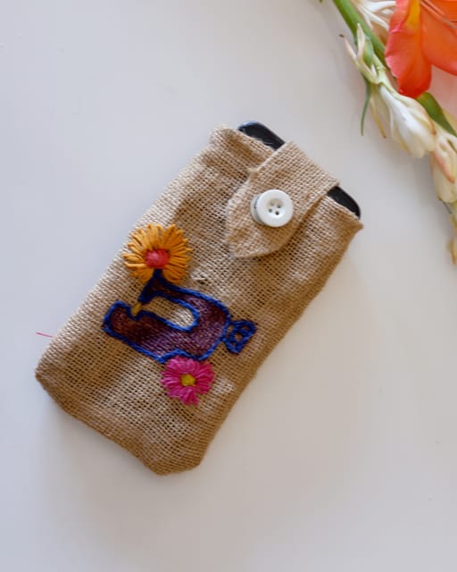 Jute Mobile Pouch for Women