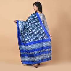 3stones | Handwoven | Hand Block | Pure Silk | Dupatta | Silk Mark | Blue | GCA1