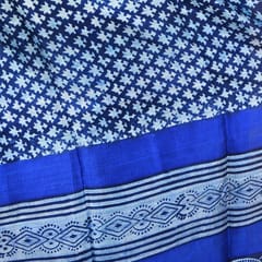 3stones | Handwoven | Hand Block | Pure Silk | Dupatta | Silk Mark | Blue | GCA1