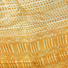 3stones | Handwoven | Hand Block | Pure Silk | Dupatta | Silk Mark | Yellow | GCA3