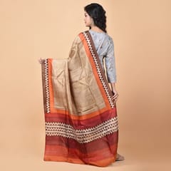 3stones | Handwoven | Hand Block | Pure Silk | Dupatta | Silk Mark | Earth | GCA5