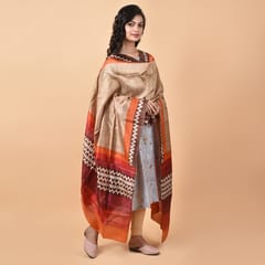 3stones | Handwoven | Hand Block | Pure Silk | Dupatta | Silk Mark | Earth | GCA5