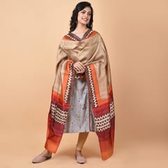 3stones | Handwoven | Hand Block | Pure Silk | Dupatta | Silk Mark | Earth | GCA5